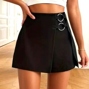 Chic Black Mini Skirt with Silver Accents
